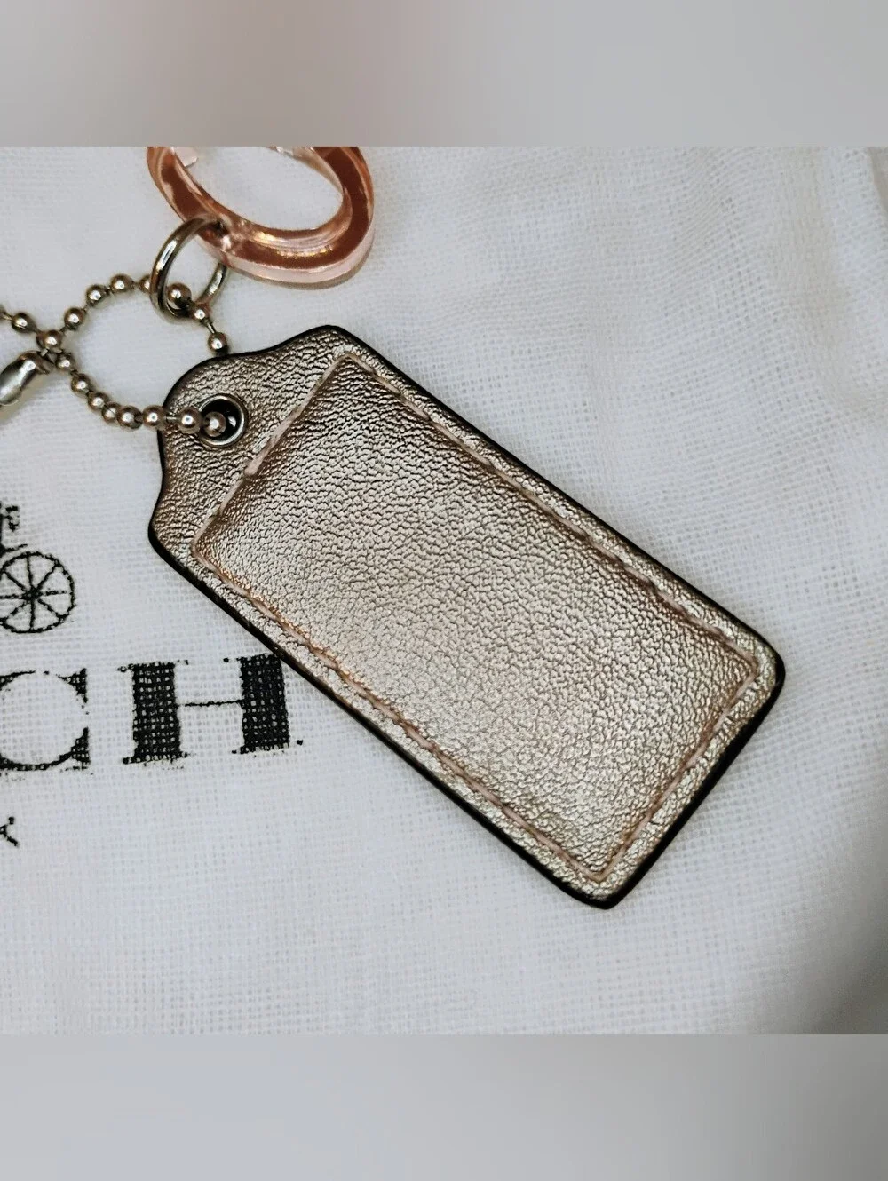 3FER Coach Bag Charms - Brushed Pewter/Gold Star, Hang Tag, Coach Script
